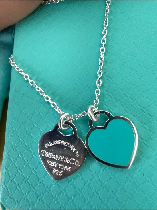 Tiffany & Co. Jewelry - Authentic Tiffany & Co. Double Heart Pendant Necklace in Blue-Green